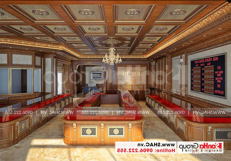 Mẫu biệt thự tân cổ điển 3 tầng 15m x 20m kết hợp kinh doanh tại Hải Phòng - SH BTP 0149 9 Thiết kế nội thất khu kinh doanh dát vàng tầng 1 biệt thự tân cổ điển