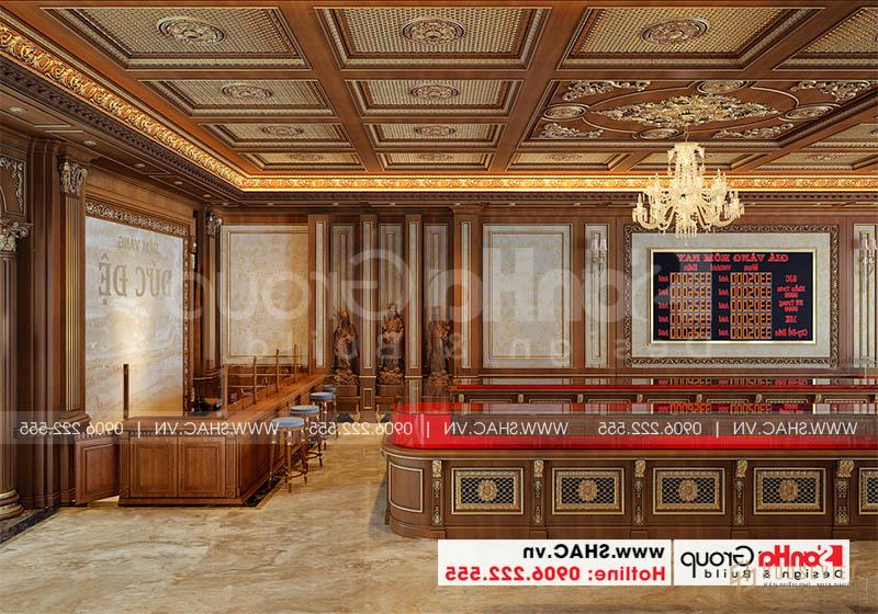 Mẫu biệt thự tân cổ điển 3 tầng 15m x 20m kết hợp kinh doanh tại Hải Phòng - SH BTP 0149 10 Bàn ghế gỗ được sử dụng phù hợp với việc trưng bày các sản phẩm vàng bạc