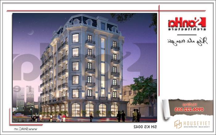 Mẫu thiết kế khách sạn cổ điển đẹp tiêu chuẩn 4 sao tại Quảng Ninh - SH KS 0042 1 1 mẫu thiết kế kiến trúc khách sạn cổ điển sh ks 0042