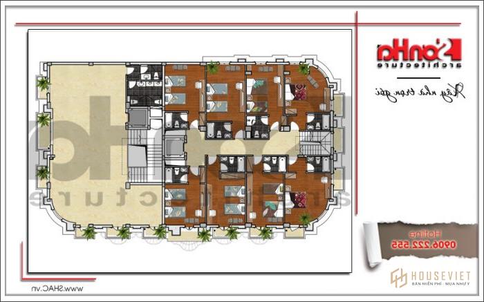 Mẫu thiết kế khách sạn cổ điển đẹp tiêu chuẩn 4 sao tại Quảng Ninh - SH KS 0042 20 4 tầng chức năng Tầng 2 khách sạn boutique sang trọng sh ks 0042