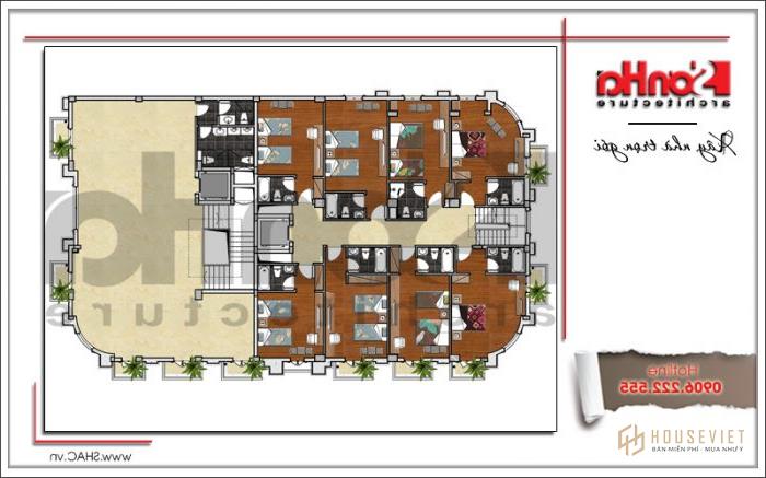 Mẫu thiết kế khách sạn tiêu chuẩn 4 sao đẹp tại Quảng Ninh - SH KS 0042 21 5 mặt bằng chức năng trên tầng 3 của một khách sạn boutique sang trọng sh ks 0042