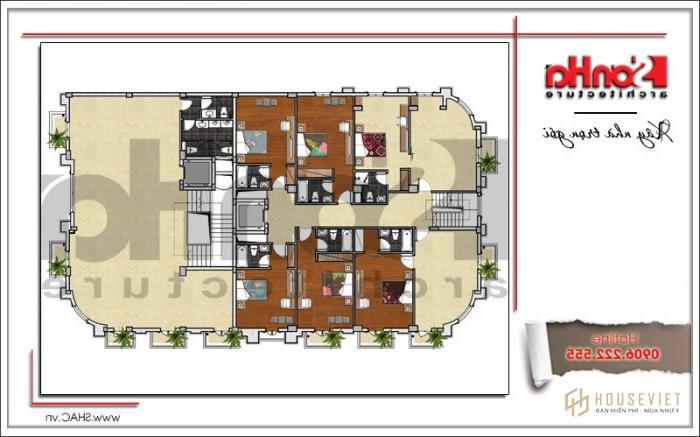 Mẫu thiết kế khách sạn tiêu chuẩn 4 sao đẹp tại Quảng Ninh - SH KS 0042 22 6 tầng chức năng Tầng 7 khách sạn boutique sang trọng sh ks 0042