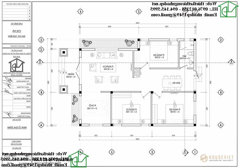 Phối cảnh 3D mẫu nhà cấp 4 3 phòng ngủ 100m2 NDNC4121