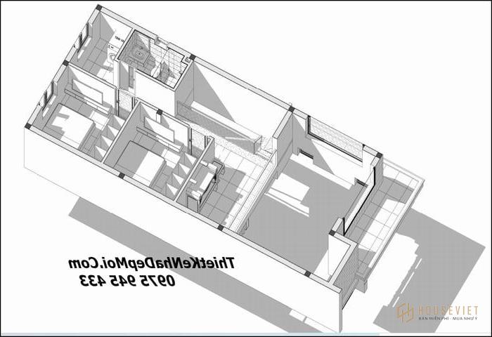 Plan d'étage mezzanine moderne de 3 chambres 