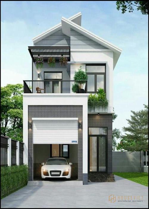 Hình ảnh nhà 2 tầng có gara