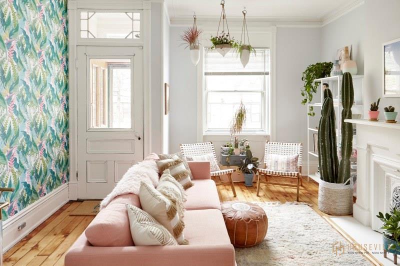 Mẫu thiết kế phòng khách nhỏ đẹp phù hợp với nữ chủ nhân