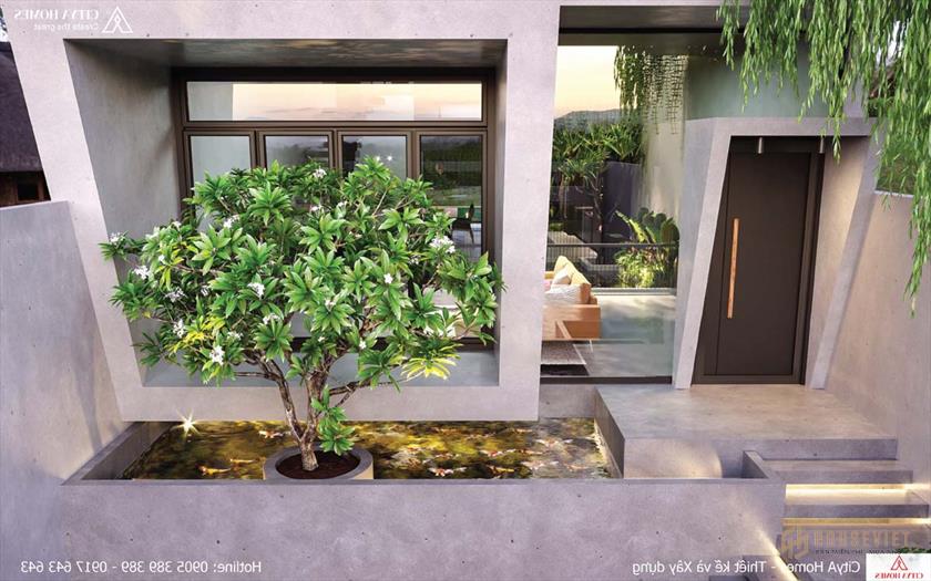 Hồ cá kết hợp với cây xanh tạo cảnh quan đẹp, hài hòa với thiên nhiên