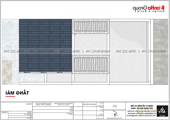 Mẫu nhà ống 4 tầng đẹp hiện đại có gara tại Hà Nội - SH NOD 0202 24 Bản vẽ mặt bằng công năng tầng mái mẫu nhà ống hiện đại mặt tiền 6m tại Hà Nội