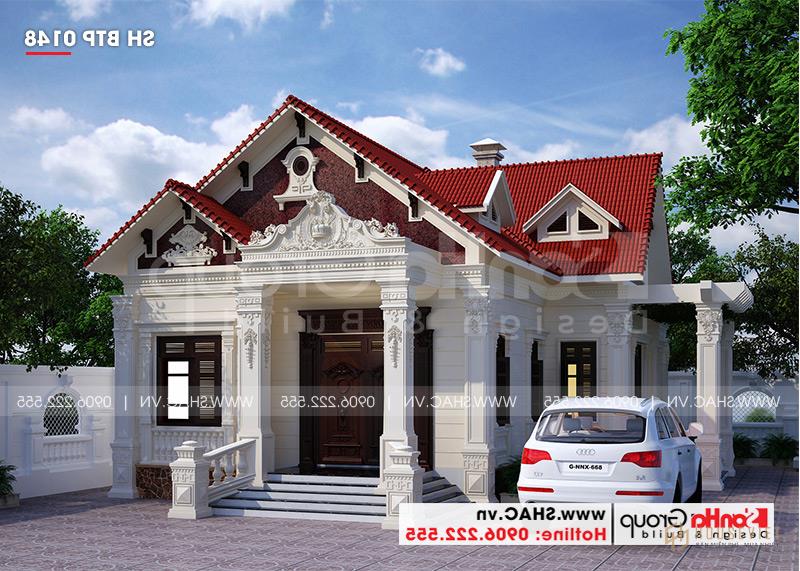 Biệt thự tân cổ điển mái thái 1 tầng 130m2 mặt tiền 10m - SH BTP 0148 3 Mái thái nổi bật kết hợp duyên dáng với hoa văn sang trọng