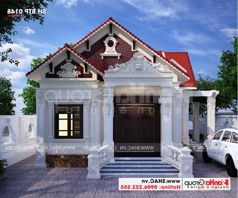 Biệt thự tân cổ điển mái thái 1 tầng 130m2 mặt tiền 10m - SH BTP 0148 4 Căn biệt thự 2 mặt tiền phong cách tân cổ điển thiết kế đẹp từng chi tiết