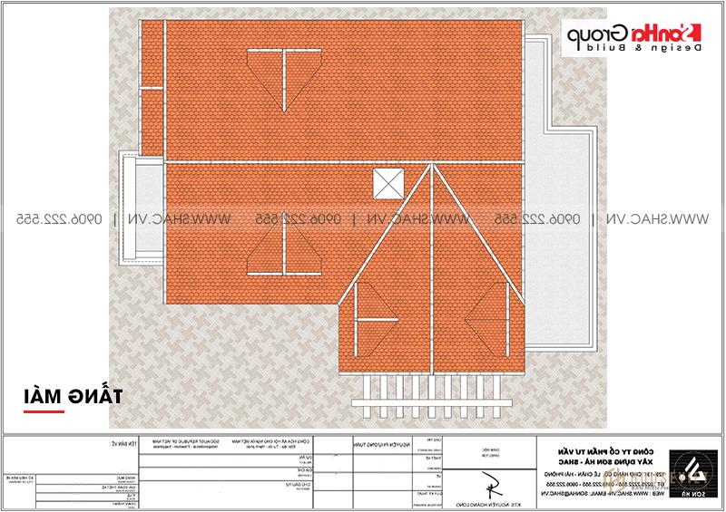 Biệt thự tân cổ điển mái thái 1 tầng 130m2 mặt tiền 10m - SH BTP 0148 6 Bản vẽ mái nhà biệt thự tân cổ điển mái thái 2 mặt tiền sang trọng