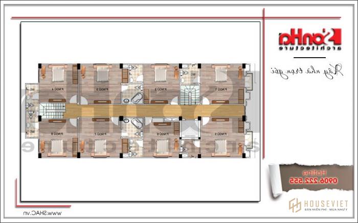 Mẫu khách sạn 3 sao 7 tầng cổ điển tại Hưng Yên - SH KS 0041 19 Mặt bằng công năng tầng 3 khách sạn 7 sao 3 sao cổ điển tại Hưng Yên sh ks 0041