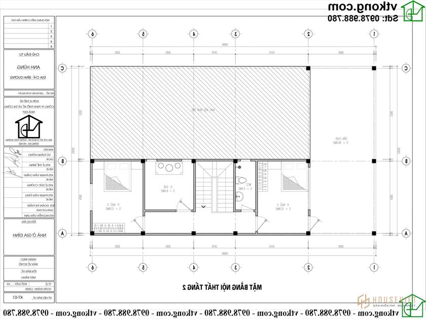 Công năng sử dụng của tầng 2 mẫu nhà ống 2 tầng hiện đại NP2T011