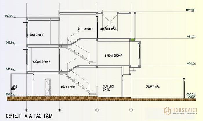 Thiết kế nhà mặt tiền 8m, sâu 5m 10