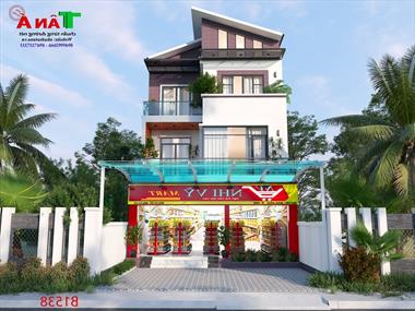Thiết kế siêu thị minimart kết hợp nhà ở hiện đại tại Vinh - MS: B1538