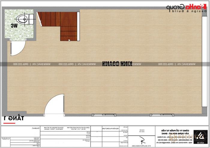 Mẫu nhà ống 5 tầng đẹp 4,5x8,65m kết hợp kinh doanh tại Hải Phòng - SH NOD 0199 18 Công năng mặt bằng tầng 1 nhà ống hiện đại kết hợp kinh doanh tại Hải Phòng