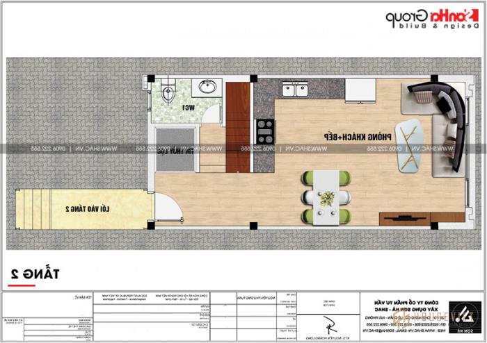 Mẫu nhà ống 5 tầng đẹp 4,5x8,65m kết hợp kinh doanh tại Hải Phòng - SH NOD 0199 20 Mặt bằng công năng nhà ống 2 tầng hiện đại kết hợp kinh doanh tại Hải Phòng