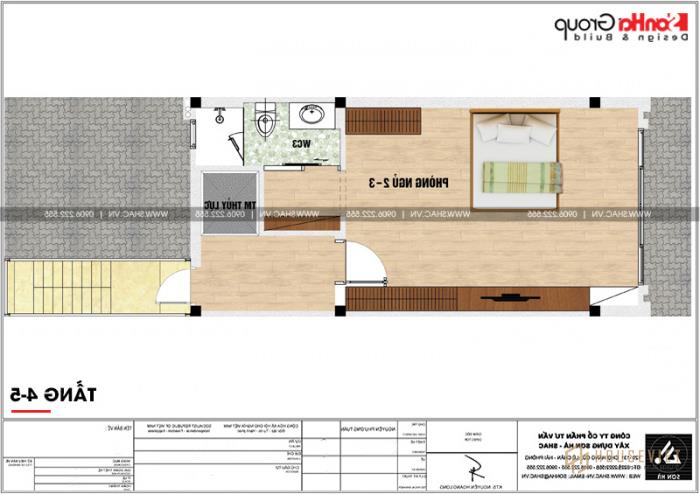 Mẫu nhà ống 5 tầng đẹp 4,5x8,65m kết hợp kinh doanh tại Hải Phòng - SH NOD 0199 22 Mặt bằng công năng nhà ống 4 + 5 hiện đại kết hợp kinh doanh tại Hải Phòng
