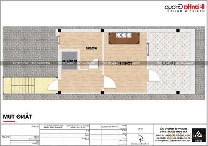 Mẫu nhà ống 5 tầng đẹp 4,5x8,65m kết hợp kinh doanh tại Hải Phòng - SH NOD 0199 23 Mặt bằng công năng nhà ống hiện đại kết hợp kinh doanh tại Hải Phòng