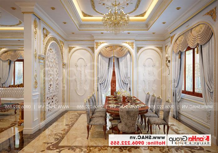 Biệt thự mái thái 1 tầng tân cổ điển diện tích 360m2 - SH BTP 0145 10 Cách bố trí không gian bếp và phòng ăn liền kề mang đến góc sinh hoạt chung đầm ấm nhất cho gia chủ