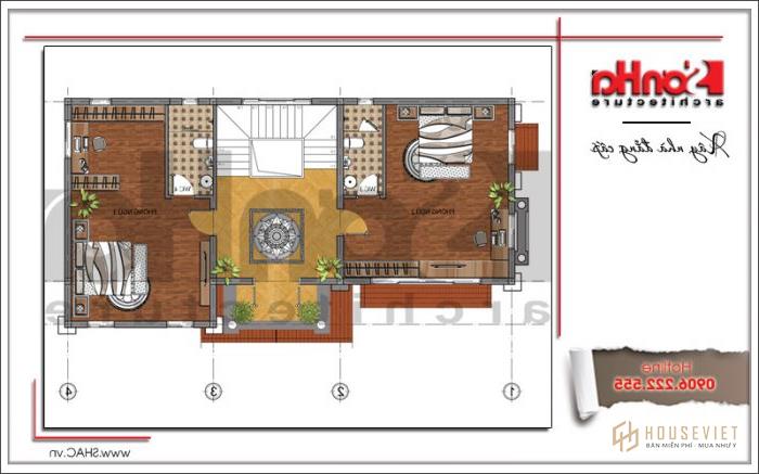 Mặt bằng công năng tầng 3 biệt thự cổ điển pháp tại hà nội sh btp 0098