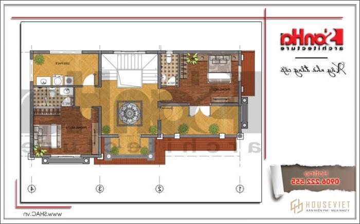 Mặt bằng công năng tầng 3 biệt thự cổ điển pháp tại hà nội sh btp 0098