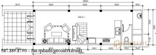 Mặt bằng tầng 1 nhà phố 3 tầng 3,5x13m