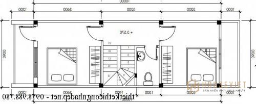 Mặt bằng tầng 2 nhà phố 3 tầng 3,5x13m