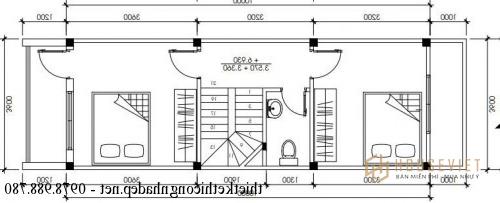 Mặt bằng tầng 3 nhà phố 3 tầng 3,5x13m