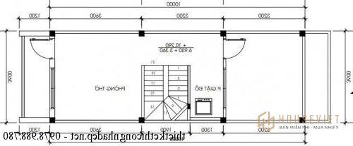 Mặt bằng tầng 4 nhà phố 3 tầng 3,5x13m