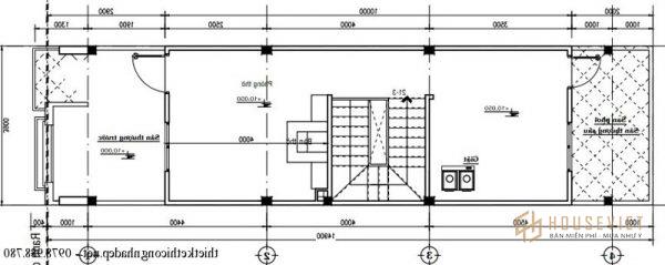 Mặt bằng tầng 4 nhà phố, nhà ống 4 tầng 4x15m