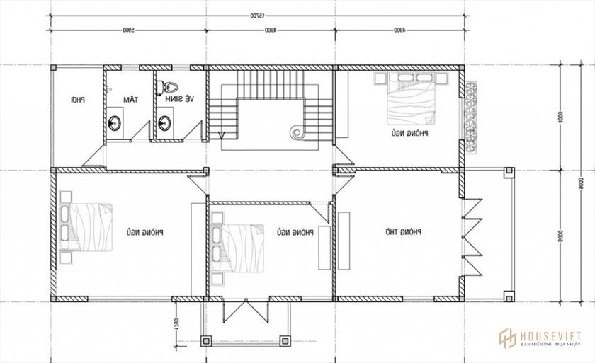 Mẫu nhà 2 tầng 9x15m