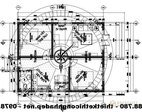 Bản vẽ mặt bằng nhà cấp 4 8x10m