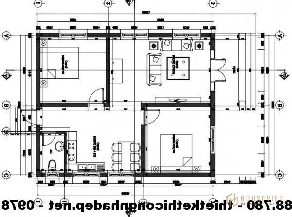 Bản vẽ mặt bằng nhà cấp 4 8x10m