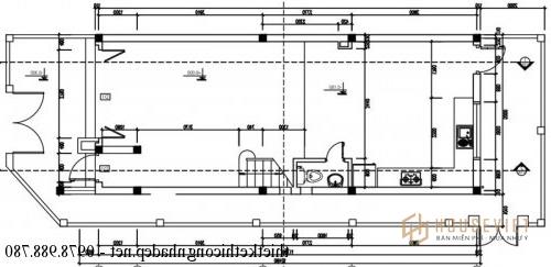 Mặt bằng tầng 1 nhà phố 5 tầng 5x12m