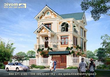 Nhà 3 tầng diện tích 100m2 mái thái 4 phòng ngủ (MB1536)