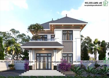 Mẫu nhà mái thái hiện đại 2 tầng kiểu Nhật NDBT2T155 bắt mắt
