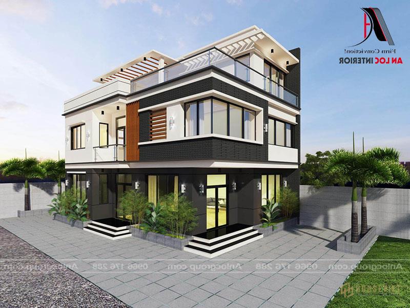 Góc nhìn từ 2 mặt tiền của kiến trúc biệt thự