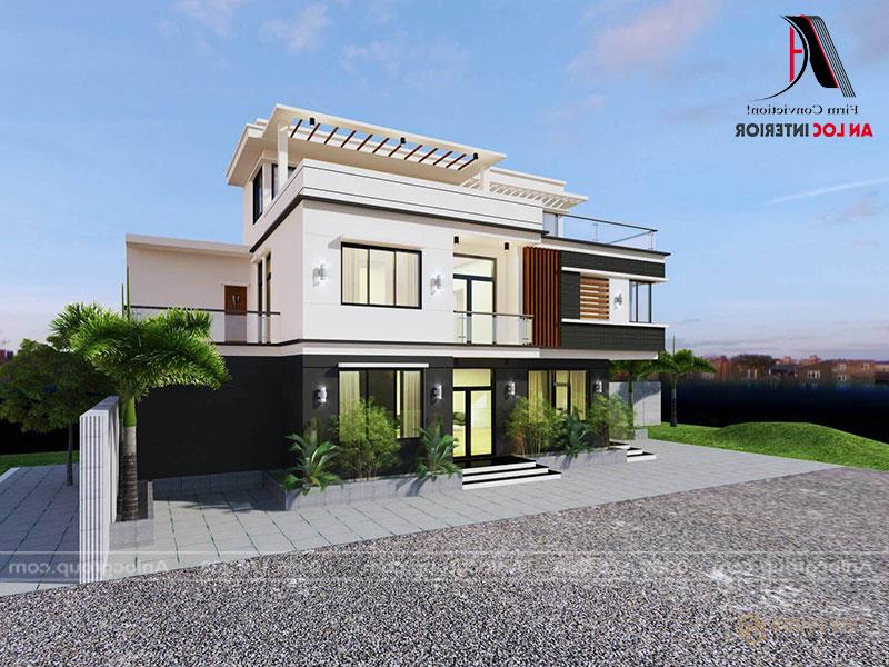 Màu sơn ngoại thất được bố trí hài hòa, cân đối giữa các màu