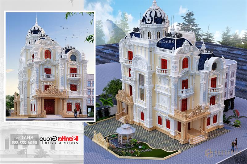 Biệt thự lâu đài cổ điển 4 tầng 1 tum 200m2 tại Long An – SH BTLD 0041