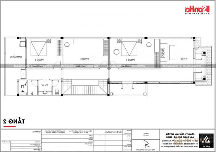 Bản vẽ mặt bằng tầng 2 nhà phố tân cổ điển 147m2 tại Phú Thọ 