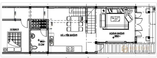 Bản vẽ mặt bằng nhà cấp 4 có gác lửng 5x15