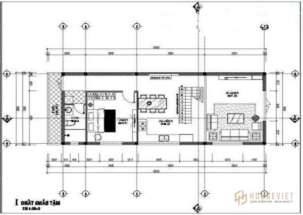 Bản vẽ mặt bằng tầng 1 nhà cấp 4 được phân chia phù hợp.