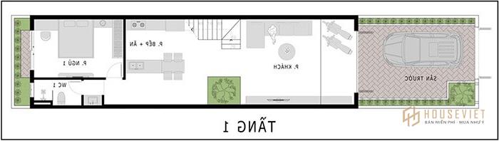 Ví dụ mẫu nhà ống 2 tầng 80m2