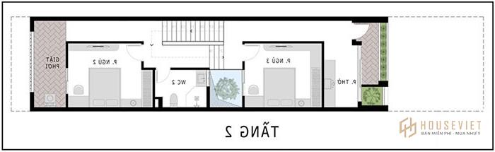 Ví dụ mẫu nhà ống 2 tầng 80m2