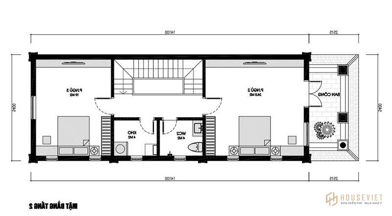 Ví dụ mẫu nhà ống 2 tầng 80m2