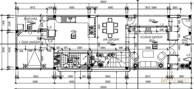 Ví dụ mẫu nhà ống 2 tầng 80m2