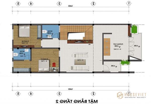 Ví dụ mẫu nhà ống 2 tầng 80m2