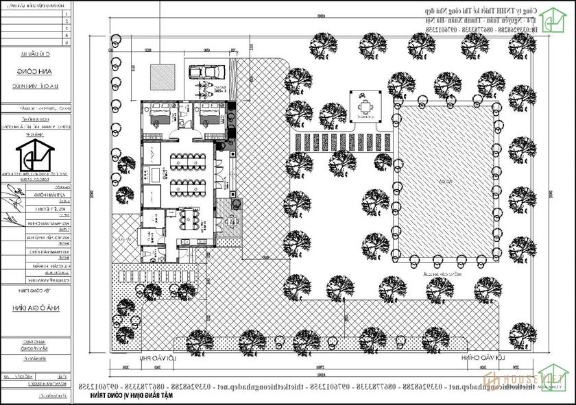 Mặt bằng tổng thể của biệt thự 1 tầng NDBT1T113