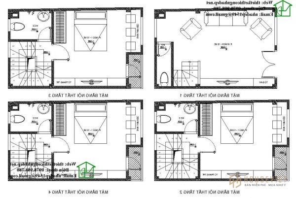 Mặt bằng nội thất nhà phố 24m2 NDNP5T4